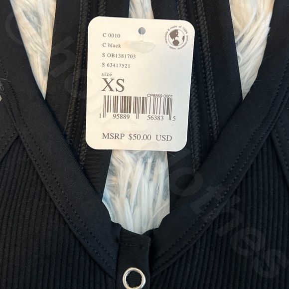 Free People Free Throw Henley Crop Top Black NWT - Picture 7 of 13